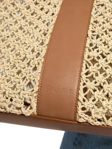 Saint Laurent Women's Y Tote Bag in Raffia - Natural And Brick | Thumbnail 8 Saint Laurent Women's Y Tote Bag in Raffia - Natural And Brick | Thumbnail 8