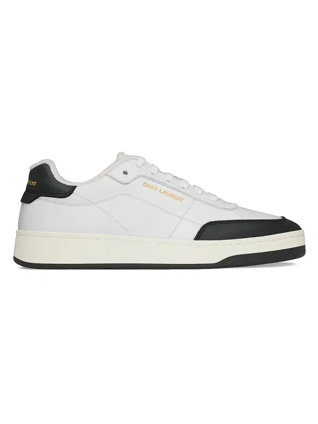 Saint Laurent Men's SL61 Sneakers in Smooth Leather - Optic White Black