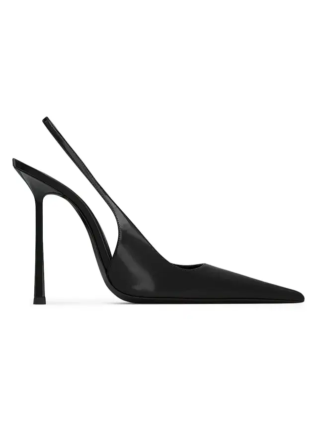 Saint Laurent Women's Vendome Slingback Pumps in Glazed Leather - Black