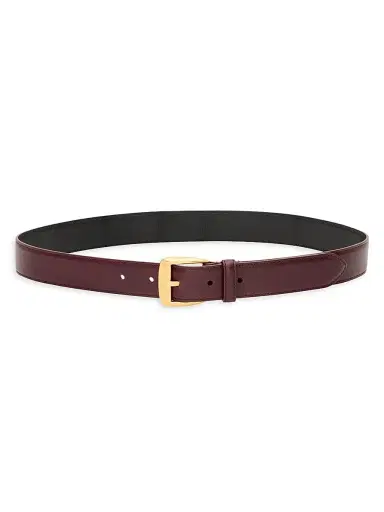 Saint Laurent Women's Trapezoid Belt in Grained Leather - Hot Wine | Thumbnail 2