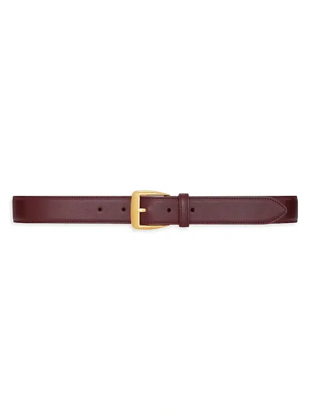 Women's Trapezoid Belt in Grained Leather - Hot Wine
