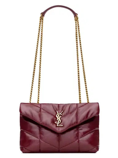 Saint Laurent Women's Toy Puffer In Shiny Leather - Dark Ruby | Thumbnail 1 Saint Laurent Women's Toy Puffer In Shiny Leather - Dark Ruby | Thumbnail 1