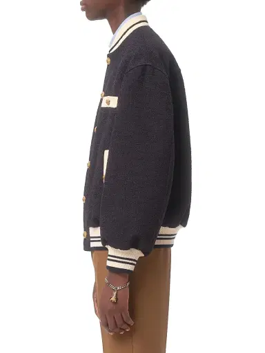 Valentino Garavani Men's Cotton Tweed Bomber Jacket - Navy - Size 40 | Thumbnail 3