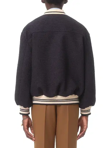 Valentino Garavani Men's Cotton Tweed Bomber Jacket - Navy - Size 40 | Thumbnail 4