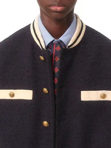 Valentino Garavani Men's Cotton Tweed Bomber Jacket - Navy - Size 40 | Thumbnail 5