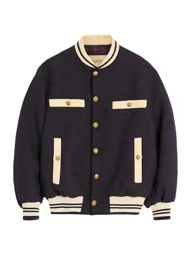 Valentino Garavani Men's Cotton Tweed Bomber Jacket - Navy - Size 40 | Thumbnail 1