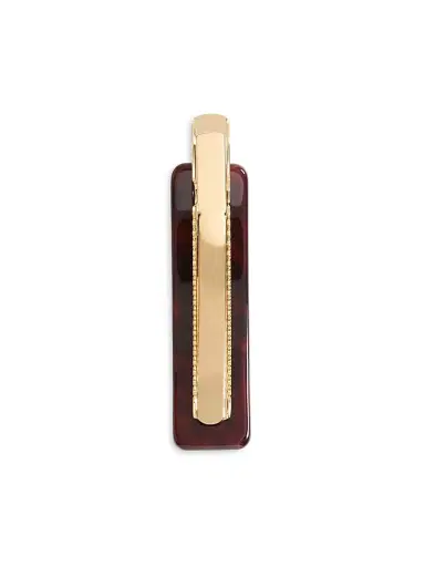 Valentino Garavani Women's Vlogo Signature Hair Clip in Resin, Metal and Swarovski Crystals - Brown | Thumbnail 5 Valentino Garavani Women's Vlogo Signature Hair Clip in Resin, Metal and Swarovski Crystals - Brown | Thumbnail 5