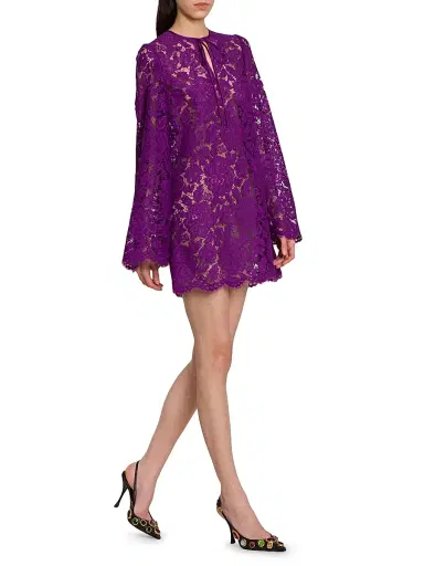 Dolce & Gabbana Women's Lace Tent Minidress - Viola | Thumbnail 2