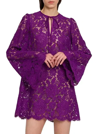 Dolce & Gabbana Women's Lace Tent Minidress - Viola | Thumbnail 3