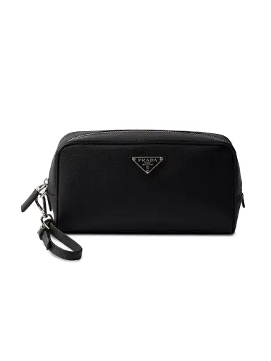 Prada Men's Saffiano Pouch - Black | Thumbnail 1 Prada Men's Saffiano Pouch - Black | Thumbnail 1