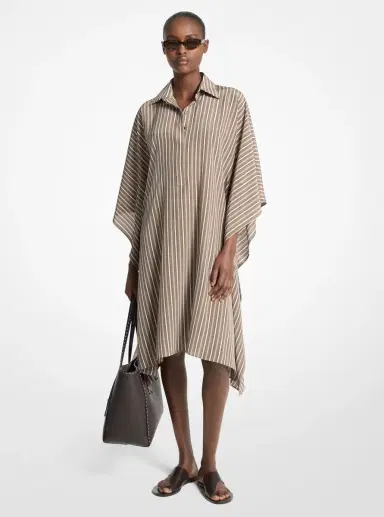 Michael Kors Collection Striped Crepe de Chine Caftan Shirtdress | Thumbnail 4