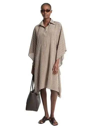 Michael Kors Collection Striped Crepe de Chine Caftan Shirtdress | Thumbnail 1