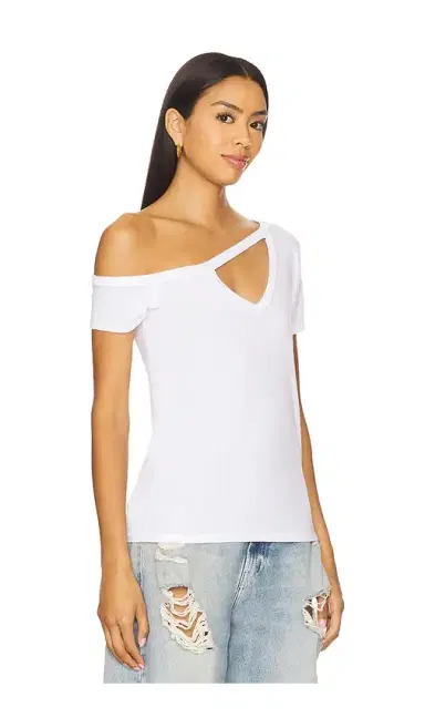 Michael Lauren Zire Short Sleeve Asymmetrical Cold Shoulder Tee | Thumbnail 2