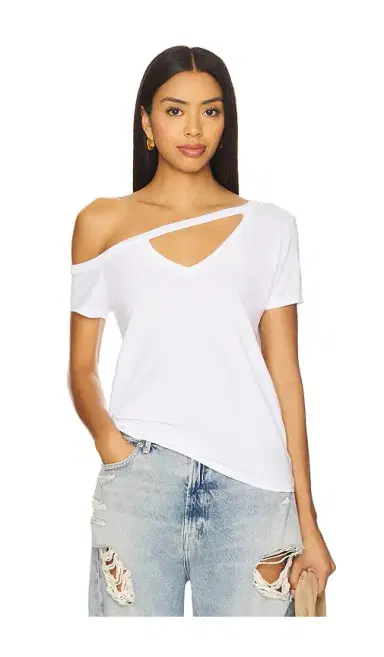 Michael Lauren Zire Short Sleeve Asymmetrical Cold Shoulder Tee | Thumbnail 1