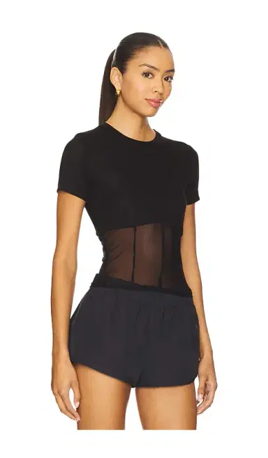 Michael Lauren Ember Rib Mesh Corset Tee | Thumbnail 2