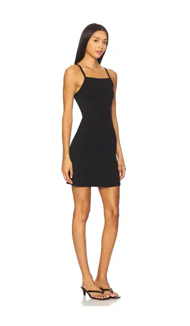 LESET Pointelle Square Neck Mini Dress | Thumbnail 2