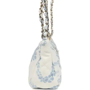 Chanel Chanel Large Coco Beach Hobo Bag in White and Blue Denim Light Gold Hardware | Thumbnail 3