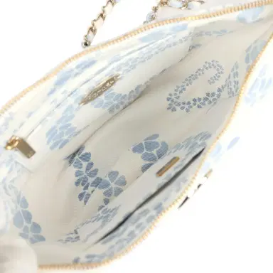 Chanel Chanel Large Coco Beach Hobo Bag in White and Blue Denim Light Gold Hardware | Thumbnail 8