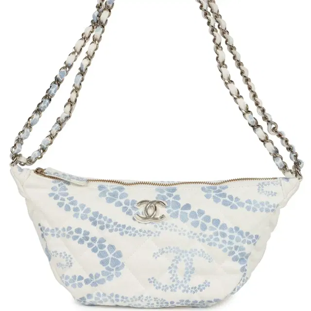 Chanel Chanel Large Coco Beach Hobo Bag in White and Blue Denim Light Gold Hardware