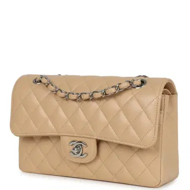 Chanel Chanel Small Classic Double Flap Bag Beige Caviar Silver Hardware | Thumbnail 5 Chanel Chanel Small Classic Double Flap Bag Beige Caviar Silver Hardware | Thumbnail 5