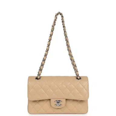 Chanel Chanel Small Classic Double Flap Bag Beige Caviar Silver Hardware | Thumbnail 7 Chanel Chanel Small Classic Double Flap Bag Beige Caviar Silver Hardware | Thumbnail 7