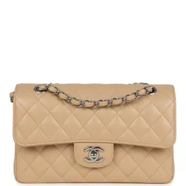 Chanel Chanel Small Classic Double Flap Bag Beige Caviar Silver Hardware | Thumbnail 1 Chanel Chanel Small Classic Double Flap Bag Beige Caviar Silver Hardware | Thumbnail 1