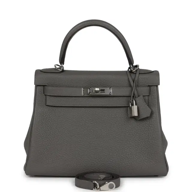 hermes Hermes Kelly Retourne 28 Gris Meyer Clemence Palladium Hardware