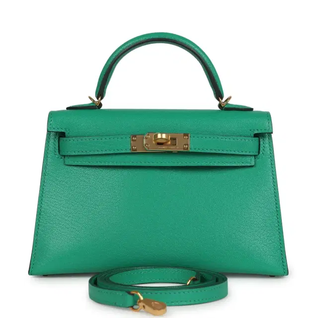 hermes Hermes Kelly Sellier 20 Menthe Chevre Chamkila Gold Hardware