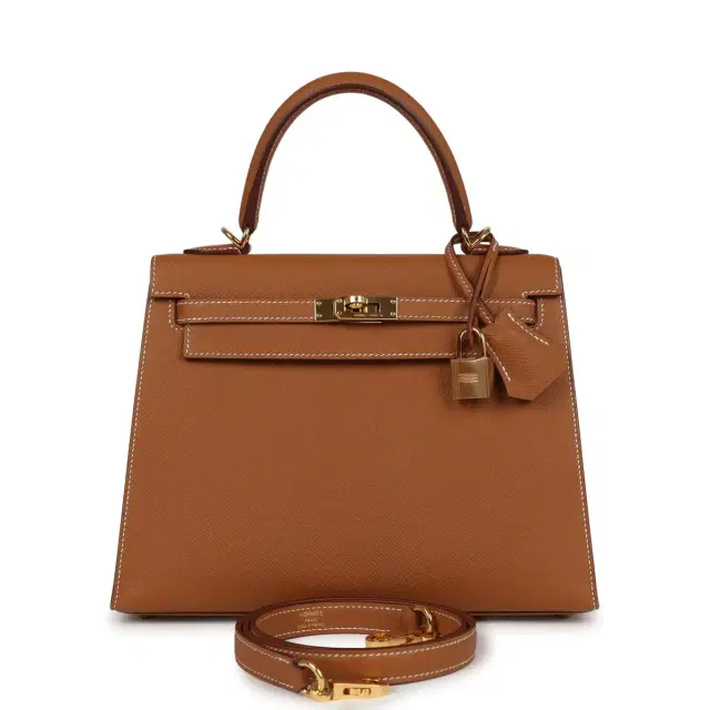 hermes Pre-owned Hermes Kelly Sellier 25 Gold Epsom Gold Hardware