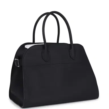 The Row The Row Soft Margaux 12 Bag Midnight Calfskin Silver Hardware | Thumbnail 2 The Row The Row Soft Margaux 12 Bag Midnight Calfskin Silver Hardware | Thumbnail 2