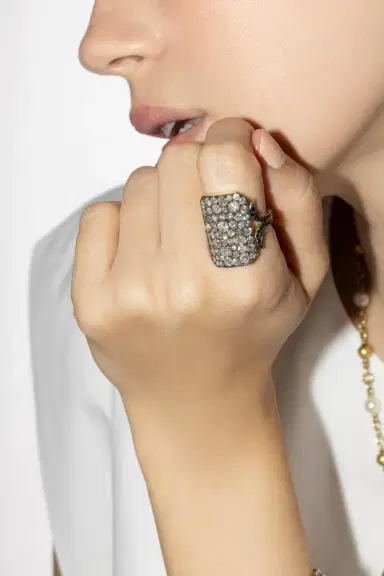 Sylva & Cie Old Euro Black Diamond Ten Table Ring | Thumbnail 4 Sylva & Cie Old Euro Black Diamond Ten Table Ring | Thumbnail 4