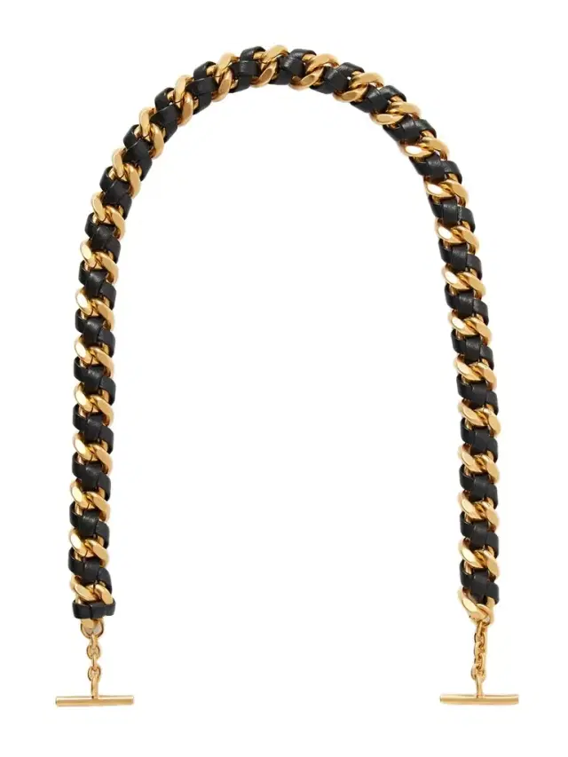 Large Gold-tone Leather Bag Chain
