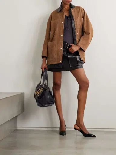 Nour Hammour Barn Leather-trimmed Suede Jacket | Thumbnail 5