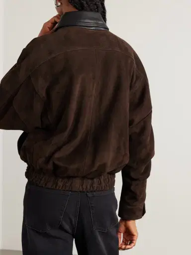 Nour Hammour Dalma Leather-trimmed Suede Bomber Jacket | Thumbnail 4