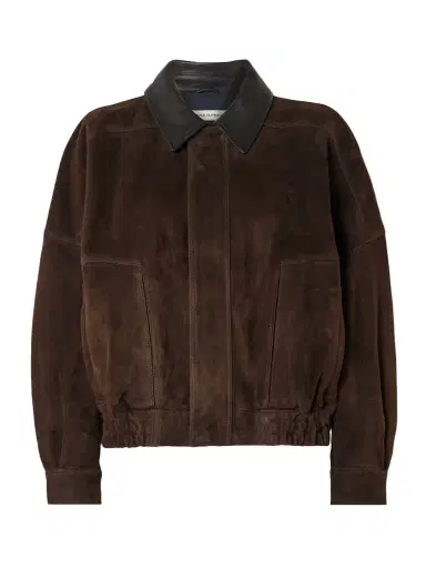 Nour Hammour Dalma Leather-trimmed Suede Bomber Jacket | Thumbnail 1