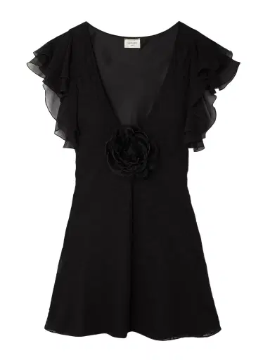 Saint Laurent Appliquéd Broderie Anglaise Cotton-blend Voile Mini Dress | Thumbnail 1 Saint Laurent Appliquéd Broderie Anglaise Cotton-blend Voile Mini Dress | Thumbnail 1