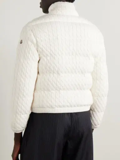 Moncler Quilted Padded Cable-knit Cotton-blend Down Jacket | Thumbnail 3