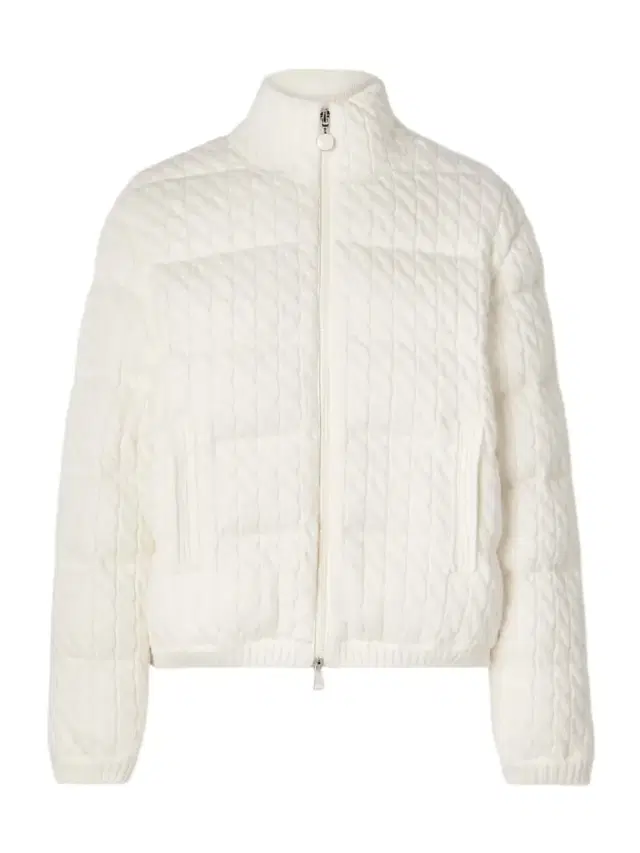 Quilted Padded Cable-knit Cotton-blend Down Jacket