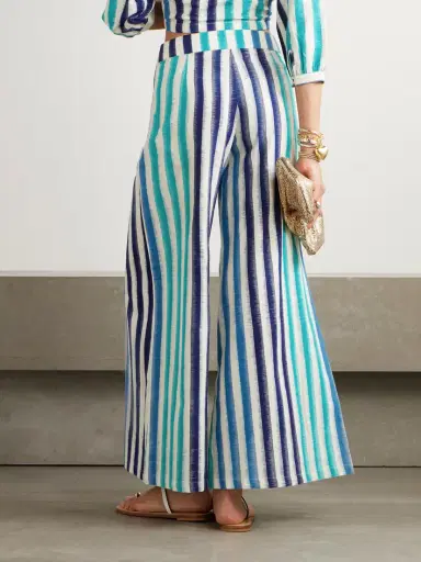 Emporio Sirenuse Adele Striped Cotton Wide-leg Pants | Thumbnail 3 Emporio Sirenuse Adele Striped Cotton Wide-leg Pants | Thumbnail 3
