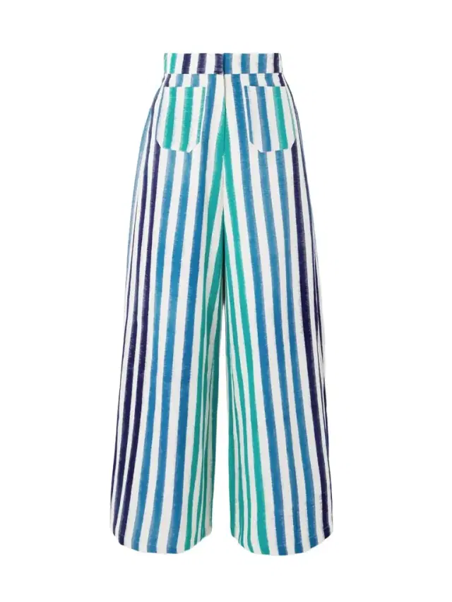 Adele Striped Cotton Wide-leg Pants