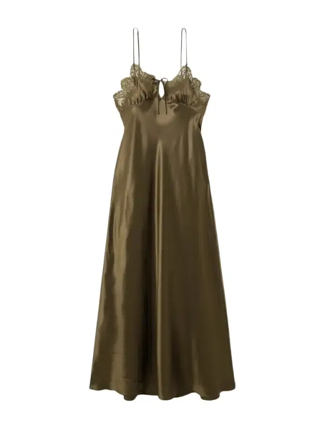 Lace-trimmed Silk-satin Midi Dress