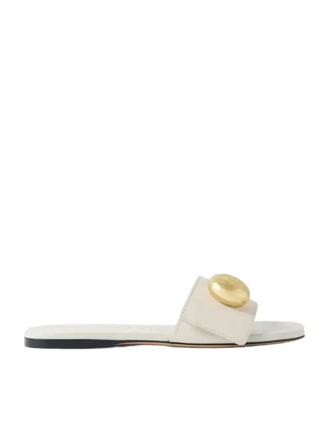 Pebble Embellished Leather Slides