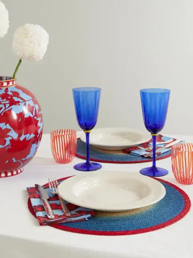 La DoubleJ Sunset Set Of Two Painted Straw Placemats | Thumbnail 2