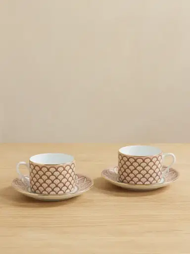 La DoubleJ Impero Set Of Two Gold-plated Porcelain Teacups And Saucers | Thumbnail 1 La DoubleJ Impero Set Of Two Gold-plated Porcelain Teacups And Saucers | Thumbnail 1