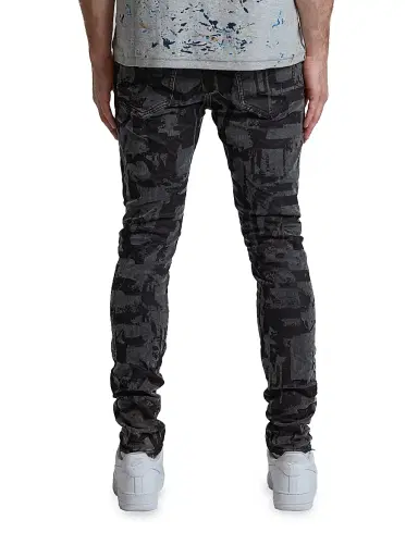 Purple Brand Men's P001 Grunge Print Skinny Jeans - Black | Thumbnail 2 Purple Brand Men's P001 Grunge Print Skinny Jeans - Black | Thumbnail 2