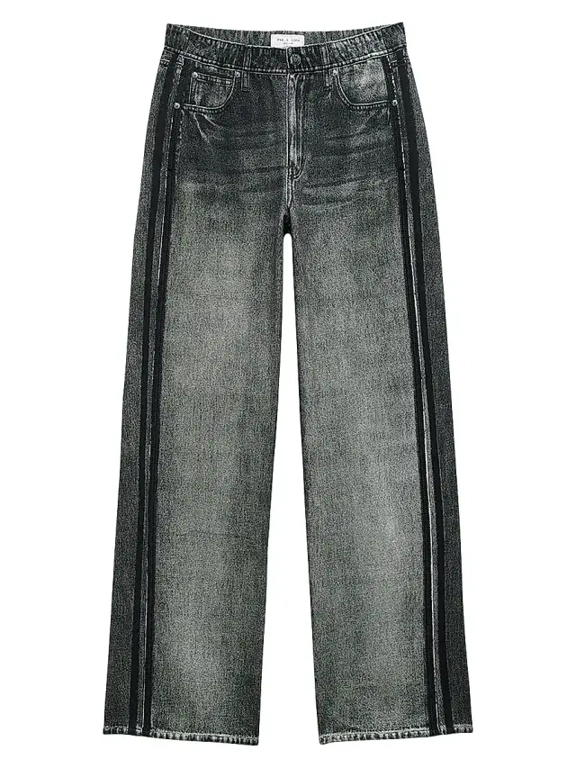 rag & bone Women's rb Miramar Cotton-Terry Wide-Leg Track Pants - Washed Black