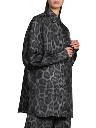 Stella McCartney Women's Leopard Silk Button-Front Shirt | Thumbnail 4