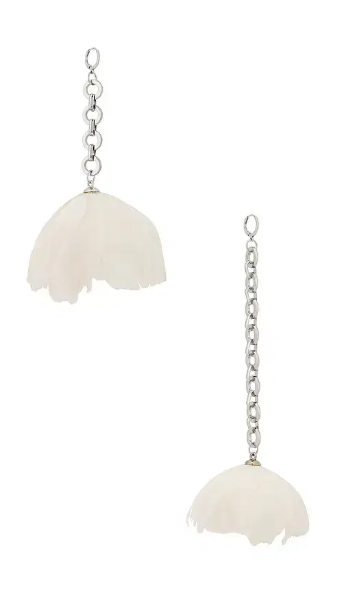 David Koma Feather Flower Asymmetric Earrings