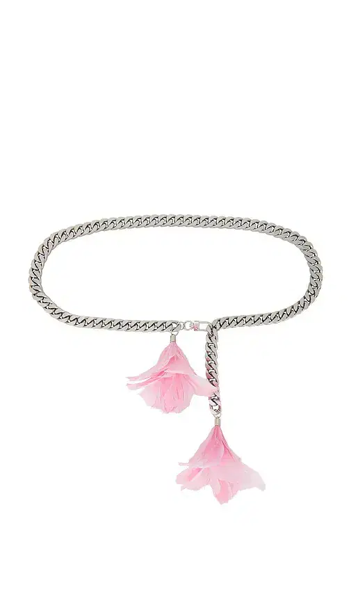 David Koma Feather Flower Detail Chunky Chain Belt
