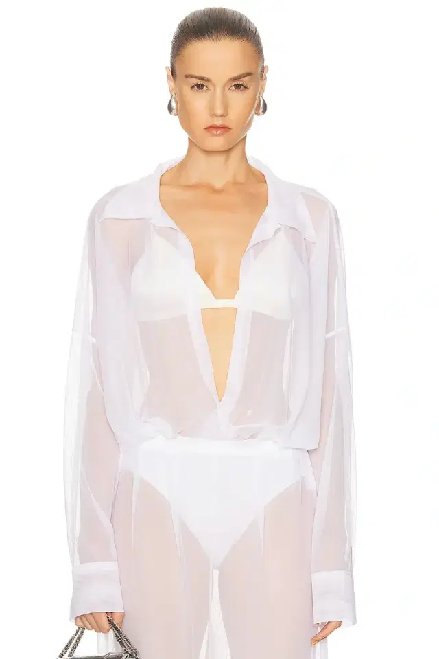Norma Kamali Super Oversized Boyfriend Shirt Bodysuit